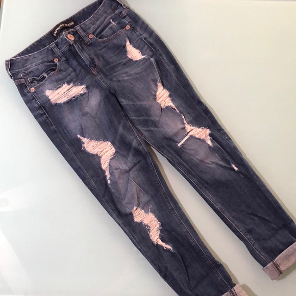 Express Mid-Rise Boyfriend Jeans - Picture 1 of 2